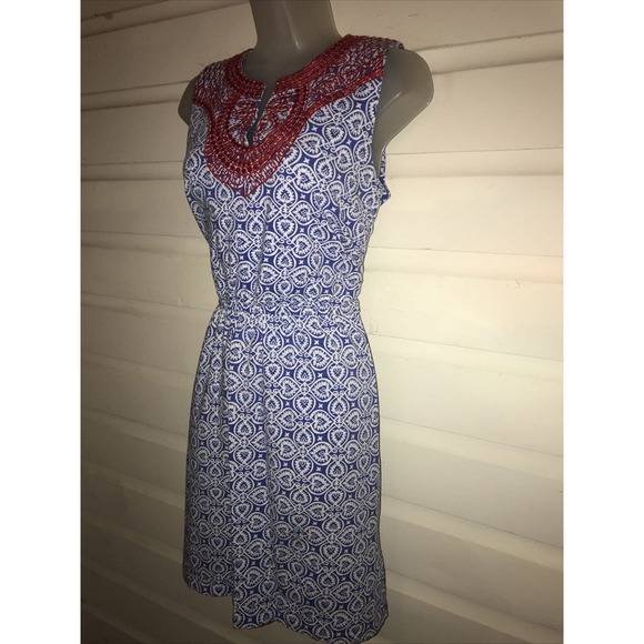 Vineyard Vines Cotton Blend Embroidered Sleeveless Shift Dress Size S - Picture 3 of 7